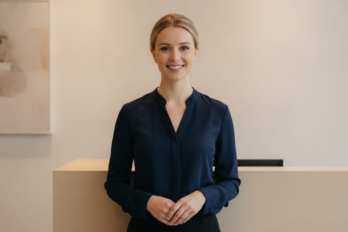 receptionist — shown at the hotel